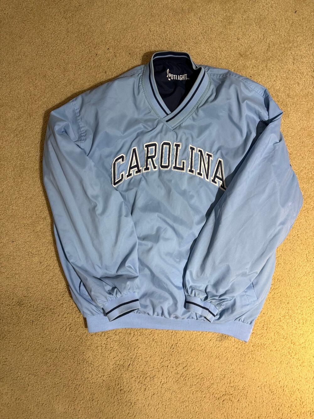 Vintage Spotlight UNC Tar Heels Reversible V-Neck Windbreaker Jacket